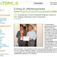 inTopic.it “Cortinametraggio: Premio Speciale Regione Veneto al regista padovano Carlo Fracanzani”
