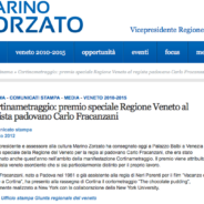 MarinoZorzato.it “Cortinametraggio: premio speciale Regione Veneto al regista padovano Carlo Fracanzani”
